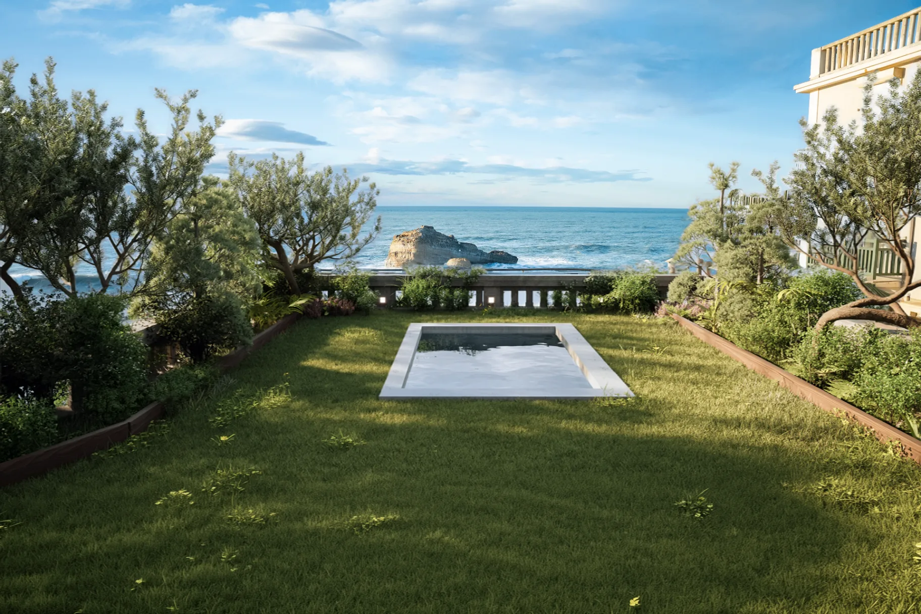 Rendu 3D haut de gamme d'un intérieur architectural moderne